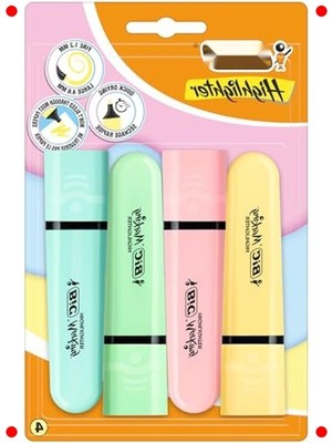 MarkEntegra Pastel Fosforlu Kalem Seti - 4'lü, Hızlı Kuruyan