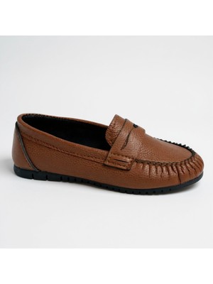 Dosa Shoes Kadın Babet Taba Zincir Tokalı Hafif Rahat Taban Şık Günlük Ayakkabı