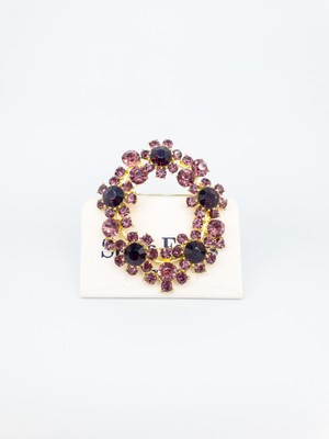 Stella Fortis Mor Kristal Taşlı Çelenk Form Vintage Gösterişli Broş – Sf Signature Serisi