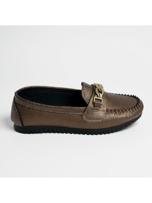 Dosa Shoes Kadın Babet Taba Zincir Tokalı Hafif Rahat Taban Şık Günlük Ayakkabı