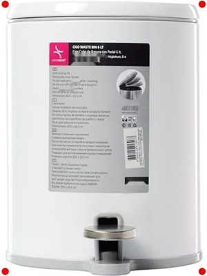 MarkEntegra Pedallı Çöp Kovası 6 Litre, Beyaz (Içi Gri)