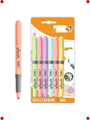 MarkEntegra Pastel Fosforlu Kalem Seti | 6 Renk | Kauçuk Tutuş