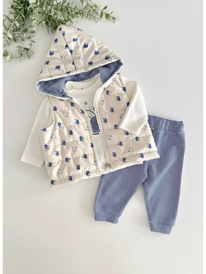 Butik Erkek Bebek - Çocuk %100 Pamuklu Yelekli 3'lü Alt - Üst Takım