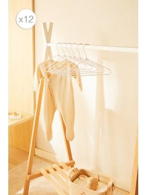 Ocean Home Textile 12'li Beyaz Renk Kumaş Kaplı Metal Bebek Giysi Askısı19.5 x 30 x 0.3 cm