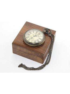 Matmel Ahşap Kutulu Pirinç Köstekli Saat Model 10