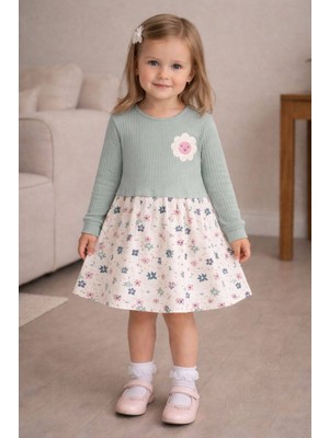 Deco Kız Çocuk Papatya Nakışlı Elbise