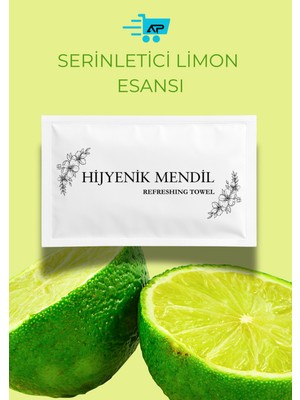 Alazpack Limon Esanslı Islak Mendil Tek Kullanımlık Hijyenik Mendil Baskılı Cep Mendili 7X12 1000 Adet