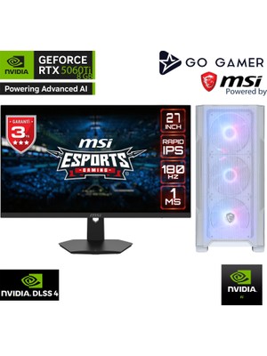 Go Gamer WE91D Amd Ryzen 5 7600X / 32GB Ddr5 5600MHZ / 2tb Nvme M.2 SSD / RTX5060TI 8gb / 240MM Sıvı Soğutma / Msı 27" 180Hz. / Beyaz Kasa Gaming Paket