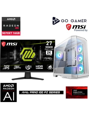 Go Gamer W209DP Intel Core I9 14900KF / 32GB Ddr5 6000MHZ / 1tb Nvme M.2 SSD / RX9070XT 16GB / 360MM Sıvı Soğutma / Wifi 6e & Bt 5.3 / Msı 27" 2k 180Hz. / Beyaz Kasa Gaming Paket