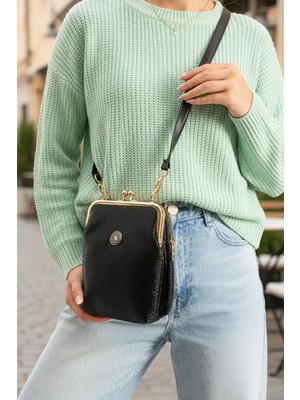 Lifonbag Kadın Burslu Gold Aksesuarlı Çapraz Askılı Suni Deri Telefon Bölmeli Omuz ve Çapraz Çanta LIFON1440