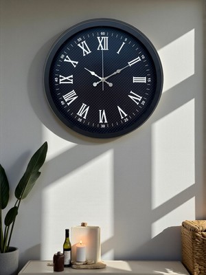 Black 40 cm Metal Duvar Saati