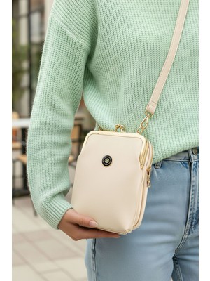 Lifonbag Kadın Burslu Gold Aksesuarlı Çapraz Askılı Suni Deri Telefon Bölmeli Omuz ve Çapraz Çanta LIFON1440