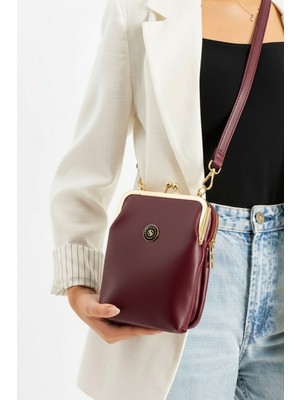 Lifonbag Kadın Burslu Gold Aksesuarlı Çapraz Askılı Suni Deri Telefon Bölmeli Omuz ve Çapraz Çanta LIFON1440