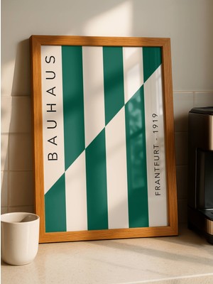 Fuart.Co Bauhaus Çizgisel Bölünme Yeşil Dijital Baskı Poster (Çerçevesiz) BHFU