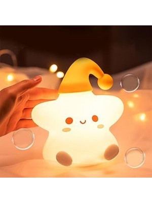 Yıldız Figürlü Pofuduk LED Gece Lambası – Yumuşak Dokulu Masaüstü Aydınlatma, Çocuk Odası ve Dekora