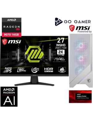 Go Gamer W186D Intel Core I9 13900KF / 32GB Ddr5 6000MHZ / 2tb Nvme M.2 SSD / RX9070 16GB / 240MM Sıvı Soğutma / Msı 27" 2k 180Hz. / Beyaz Kasa Gaming Paket