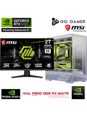 Go Gamer WE389DP Amd Ryzen 9 9950X3D / 128GB Ddr5 6000MHZ / 2tb Nvme M.2 Gen5 SSD / RTX5090 32GB / 360MM Sıvı Soğutma / Wifi 7 & Bt 5.4 / Msı 27" 2k 180Hz. / Aı Ready Beyaz Kasa Gaming Paket