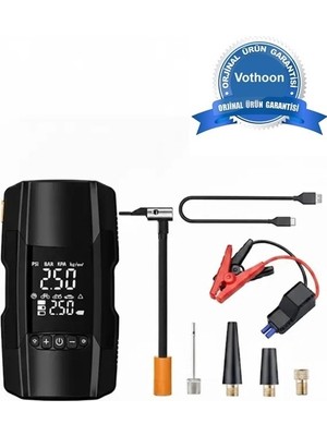 Şarjlı 10.000 Mah Akıllı Dijital Lastik Şişirme Pompası | 150 Psı | 12V Akü Şarj Takviyeli