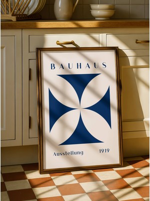 Fuart.Co Bauhaus Haçı Lacivert Dijital Baskı Poster (Çerçevesiz) BHFU