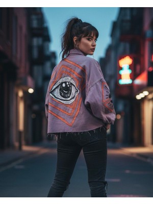 Özel Tasarım Kot Ceket Clockwork Orange Turuncu Portakal