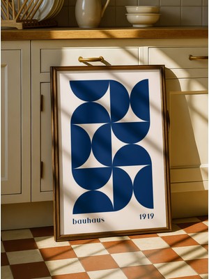 Fuart.Co Bauhaus Modüler Lacivert Dijital Baskı Poster (Çerçevesiz) BHFU