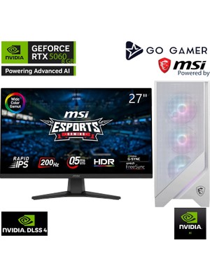Go Gamer WE300D Amd Ryzen 9 9900X / 32GB Ddr5 6000MHZ / 1tb Nvme M.2 SSD / RTX5060 8gb / 360MM Sıvı Soğutma / Msı 27" 200Hz. / Beyaz Kasa Gaming Paket