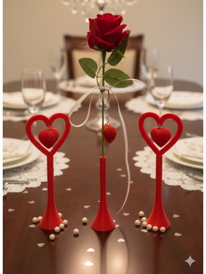 CevizDizayn Romantik Masa Dekoru Sevgililer Günü -Set2- Yemek Masası Dekoru-Hediyelik