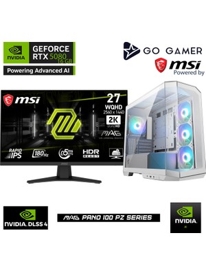 Go Gamer W218DP Intel Core I9 14900KF / 64GB Ddr5 6000MHZ / 2tb Nvme M.2 SSD / RTX5080 16GB / 360MM Sıvı Soğutma / Wifi 6e & Bt 5.3 / Msı 27" 2k 180Hz. / Beyaz Kasa Gaming Paket