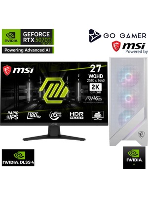 Go Gamer WE339D Amd Ryzen 9 9950X / 64GB Ddr5 6000MHZ / 2tb Nvme M.2 SSD / RTX5070TI 16GB / 360MM Sıvı Soğutma / Wifi 6e & Bt 5.3 / Msı 27" 2k 180Hz. / Aı Ready Beyaz Kasa Gaming Paket
