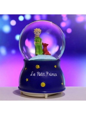 Pilli Işıklı Müzikli Kar Küresi–le Petit Küçük Prens Figürlü Eğlenceli Masaüstü Biblo, LED Aydınlat