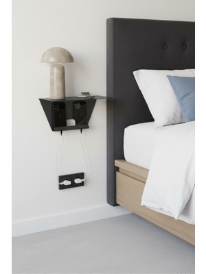 Grandmix Duvara Monte Yan Sehpa Komodin Şarj Kablosu Düzenleyici Raf