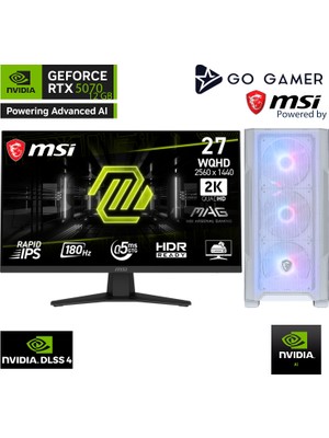 Go Gamer W118D Intel Core I7 14700KF / 32GB Ddr5 6000MHZ / 2tb Nvme M.2 SSD / RTX5070 12GB / 240MM Sıvı Soğutma / Msı 27" 2k 180Hz. / Beyaz Kasa Gaming Paket
