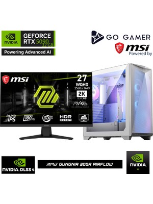 Go Gamer WE294DK Amd Ryzen 7 9800X3D / 64GB Ddr5 6000MHZ / 2tb Nvme M.2 Gen5 SSD / RTX5090 32GB / 360MM Sıvı Soğutma / Wifi 7 & Bt 5.4 / Msı 27" 2k 180Hz. / Aı Ready Beyaz Kasa Gaming Paket