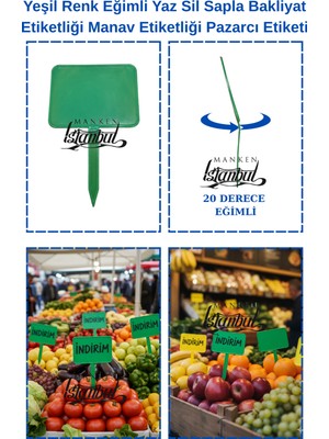 Manken İstanbul 50 Adet Açılı Büyük Boy Yaz Sil Sapla Bakliyat Etiketliği Manav Etiketliği Pazarcı Etiketi