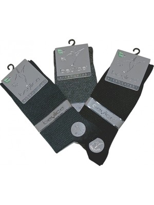 Haye Collection Beylice Desenli Bambu Dikişsiz Erkek Çorabı -Sıkmayan Lastik- Tavşan Kulağı Kavrayan Topuk 6 Adet