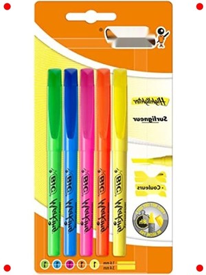 MarkEntegra Fosforlu Kalem Seti 5'li | Karışık Renkler | Su Bazlı Mürekkep