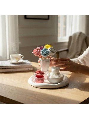 Ellayda Beyaz Dekoratif Tepsi Seti – Ev ve Masa Üstü Dekoru