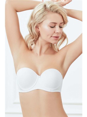 Haye Collection Kadın Balenli Desteksiz Dolgusuz Askısız Straplez Günlük Klasik T-Shirt Sütyeni