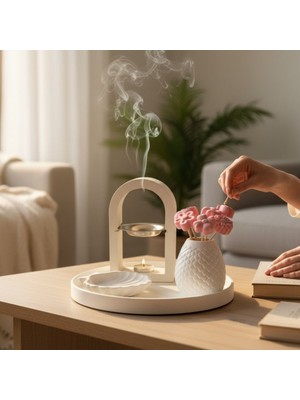 Ellayda Ev ve Masa Üstü Aksesuarı - Mum Işıklı Beyaz Ev Dekoru