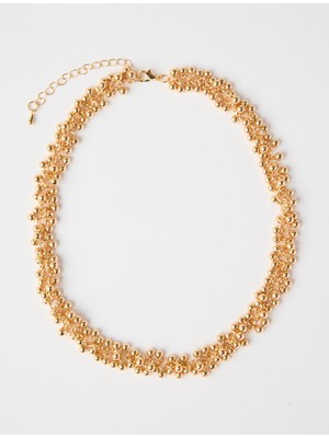 Jimmy Key Altın Rengi Çoklu Metal Top Detaylı Parlak Kolye