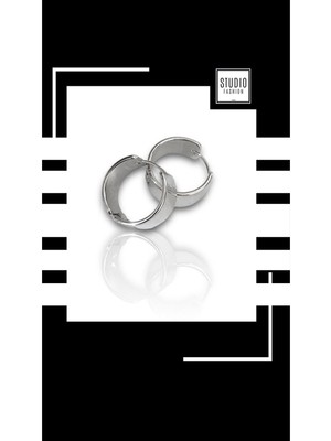 Studio Fashion 1988 Kadın Vıp Çelik Premium Rodyum Kaplama Şık Halka Küpe