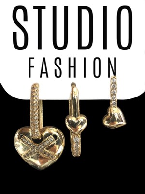 Studio Fashion 1988 Kadın Tasarım Trend  Zirkon Taşlı Vıp Seri Çelik Premium Rodyum Kaplama Şık 3'lü Set Küpe