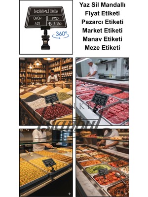 Manken İstanbul 20 Adet Yaz Sil Büyük Boy Saplamalı Fiyatlık Etiketi Pazarcı Etiketi Market Etiketi Manav Etiketi