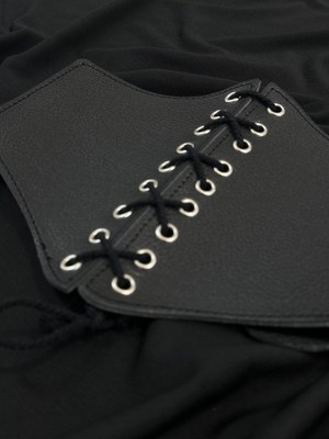 Fiori Bağcık Detaylı Elastik Korse Kadın Kemeri, Ceket Kemeri, Elbise Kemeri, Gömlek Kemeri