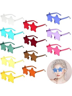 Bigelal Yıldız Şekilli Çerçevesiz Parti Gözlüğü 6 Renk 6 Adet