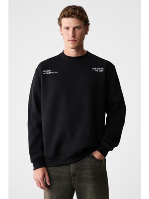 Grimelange Alarıc Erkek Yuvarlak Yaka Önü Baskılı Regular Fit Antrasit Sweatshirt