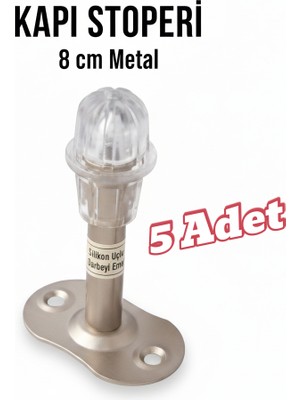 Primeaks Silikon Uçlu Metal Kapı Stoperi (5 Adet) – Kapıya Monte Kapı Tamponu Sessiz Darbe Emici