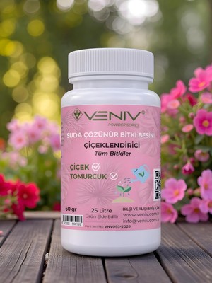 Veniv En Etkili Çiçek ve Tomurcuk Arttıran Suda Çözünür Bitki Besini- Konsantre 25 L-60 Gram- Tüm Bitkiler