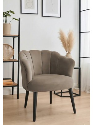 Waterybrook Tekli Berjer Koltuk - Papatya Babyface Kumaş – Siyah Ayaklı - 13 Renk Seçeneği - Vizon