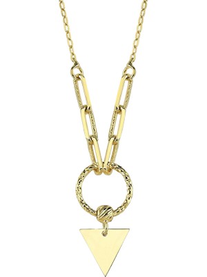 Hakan Mücevherat Üçgen Minimal 14 Ayar Altın Kolye